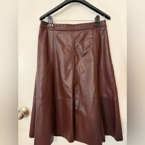 Banana Republic Burgundy Faux Leather Skirt (midi)